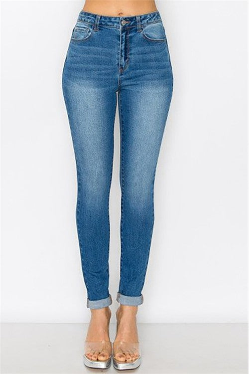 Rayon High Rise Skinny Denim Pants