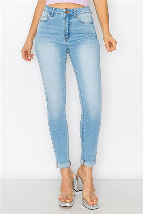 Rayon High Rise Skinny Denim Pants