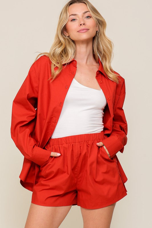 Oversized Poplin Long Sleeve Button Down Top