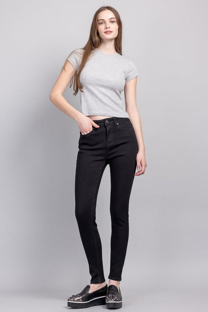 Classic High Rise Denim Skinny Jeans - Black