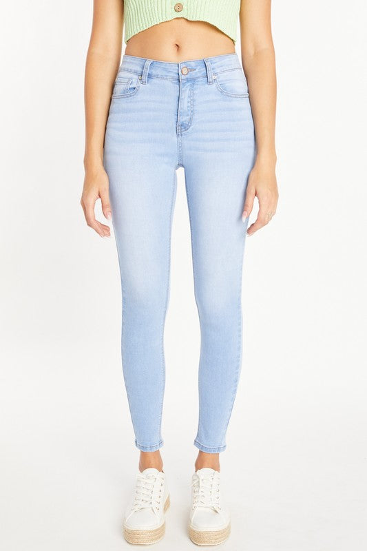Classic High Rise Denim Skinny Jeans - Light Blue