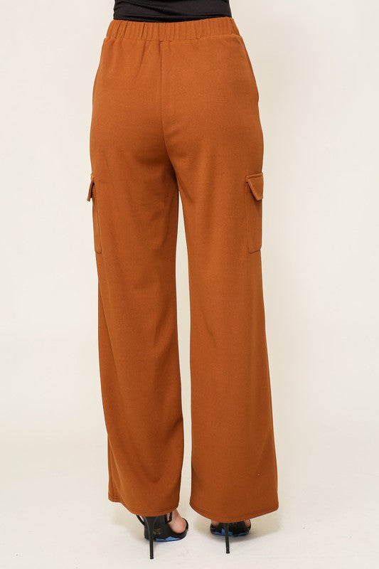 Elastic High Waisted Dressy Cargo Pants