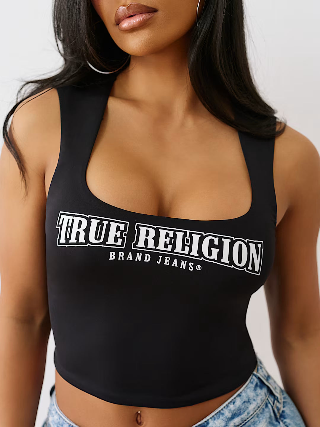 TRUE RELIGION Square Neck Logo Tank Top