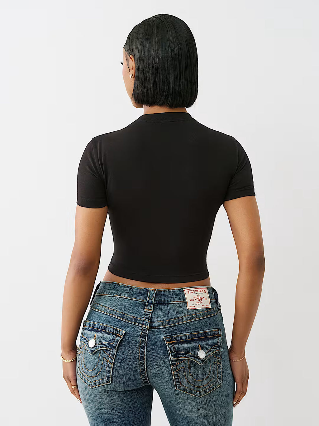 TRUE RELIGION Crystal OG World Tour Buddha Baby Tee