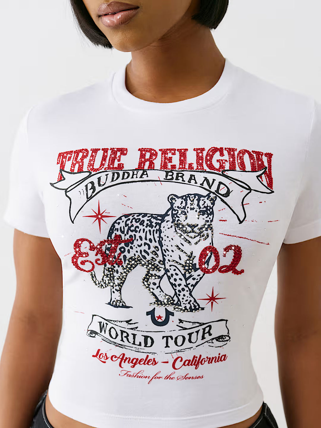 TRUE RELIGION Crystal Leopard Baby Tee