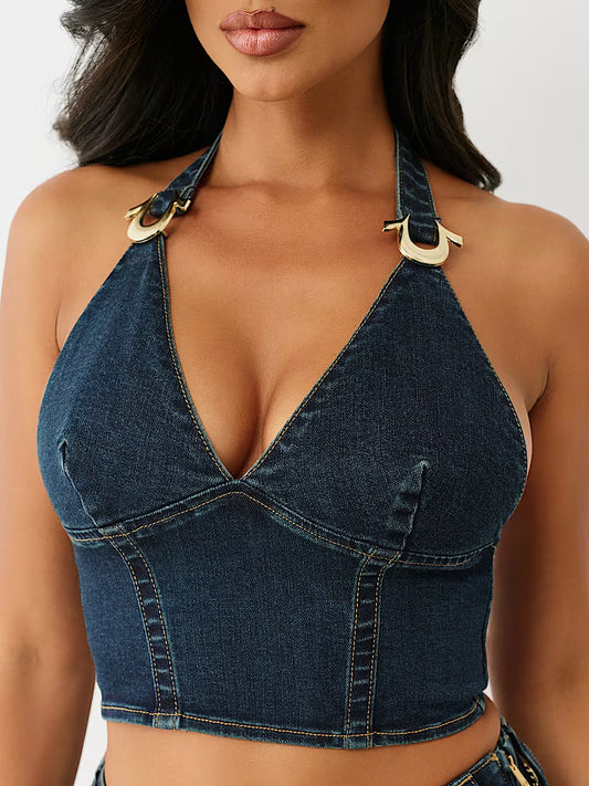 TRUE RELIGION Denim Halter Top