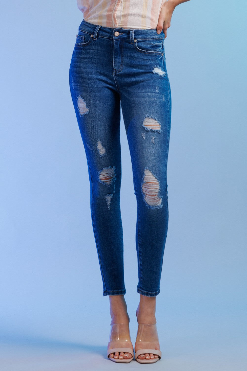 Authentic High Rise Destructed Skinny