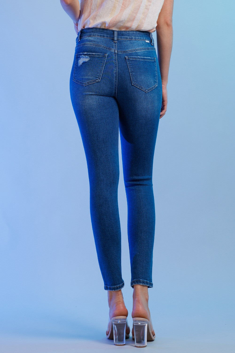 Authentic High Rise Destructed Skinny
