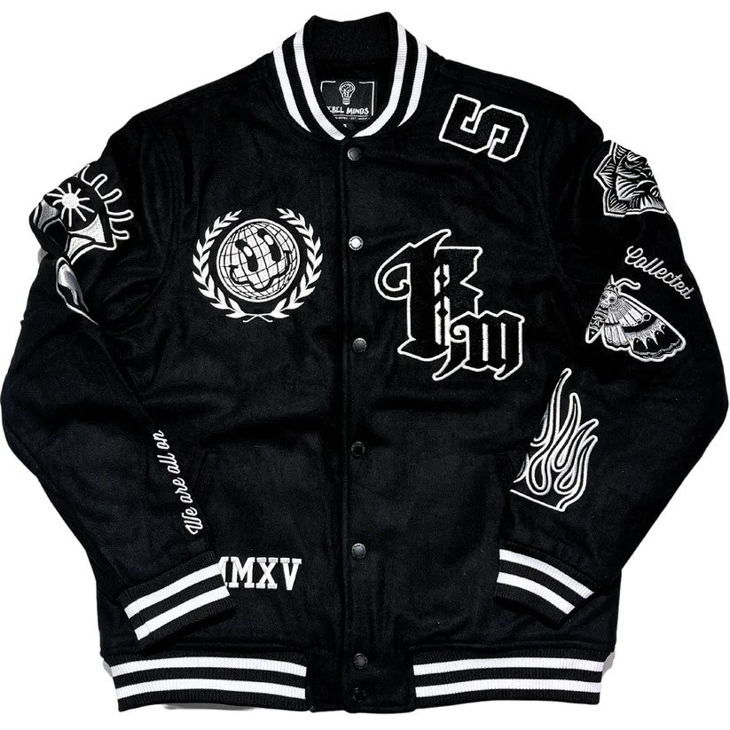 REBEL MINDS Calm and Collected Varsity Jacket
