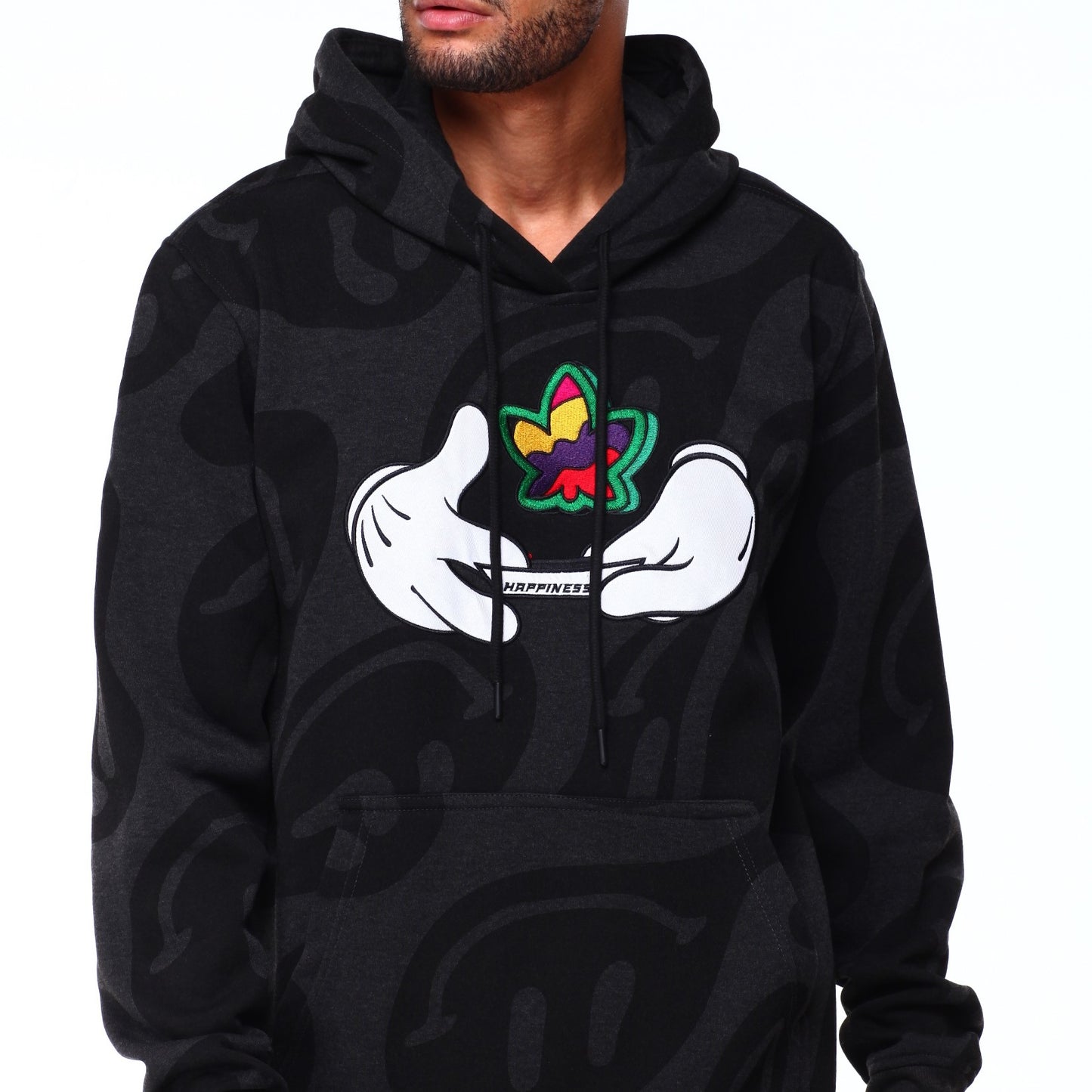 Rolling Paper Patches & Emb Hoody - Black
