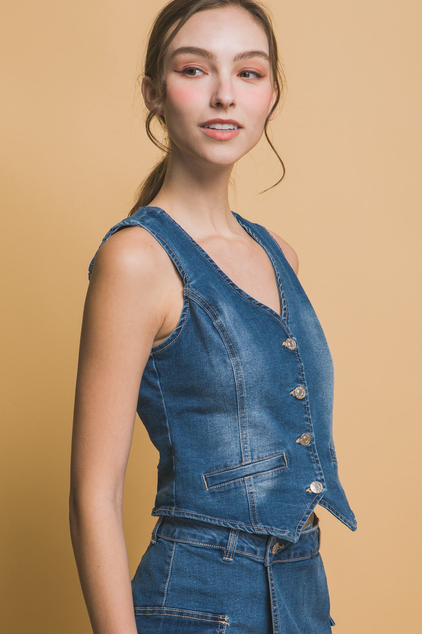 V-Neck Denim Vest