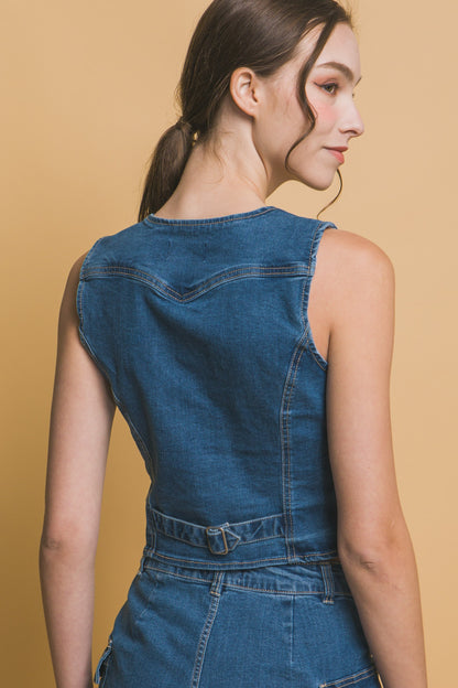 V-Neck Denim Vest