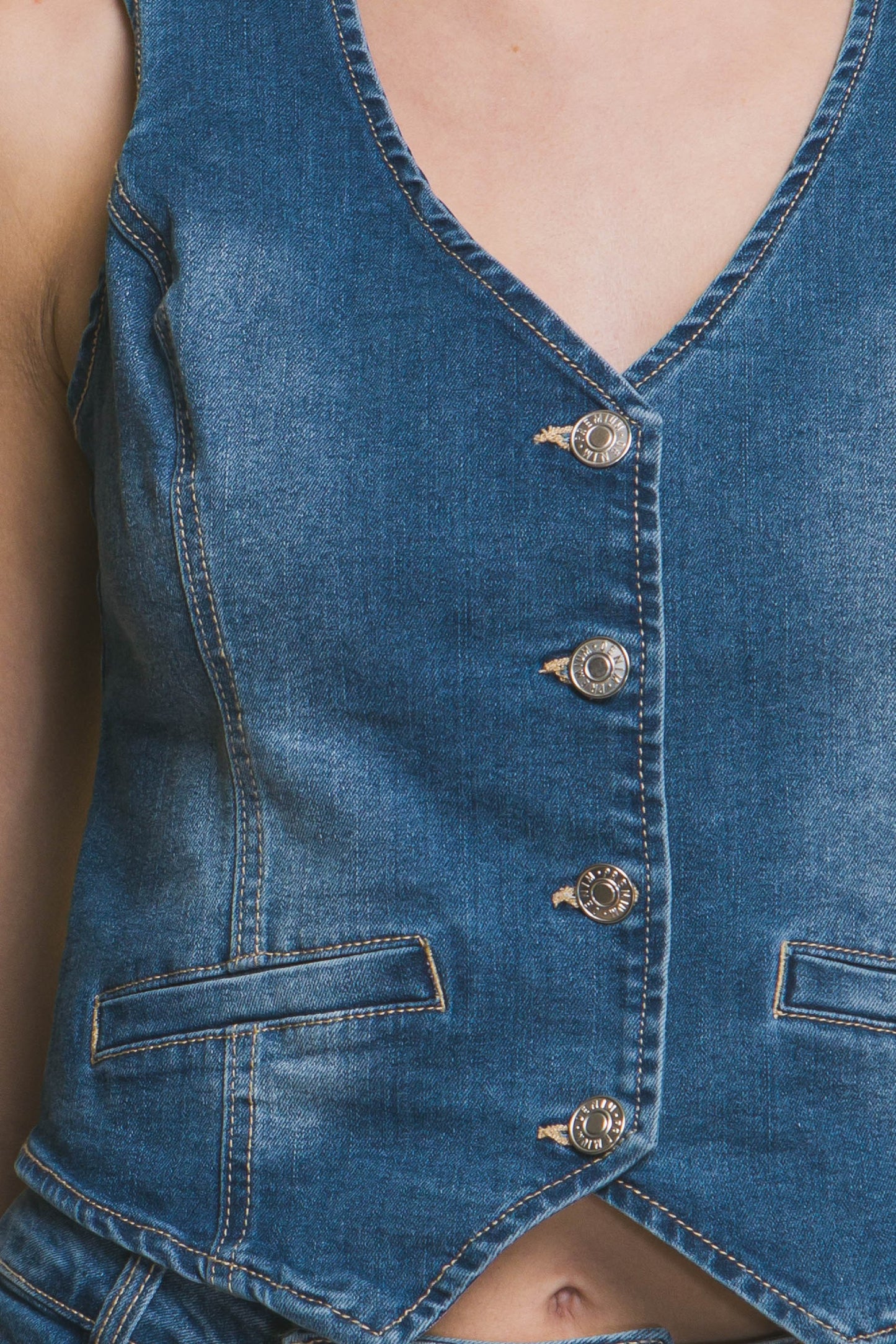 V-Neck Denim Vest