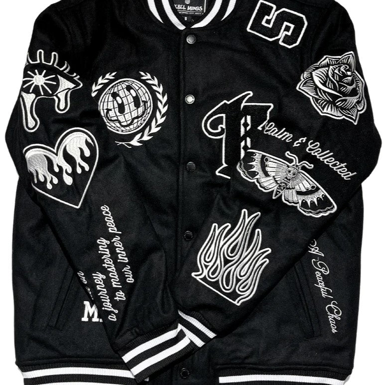 REBEL MINDS Calm and Collected Varsity Jacket