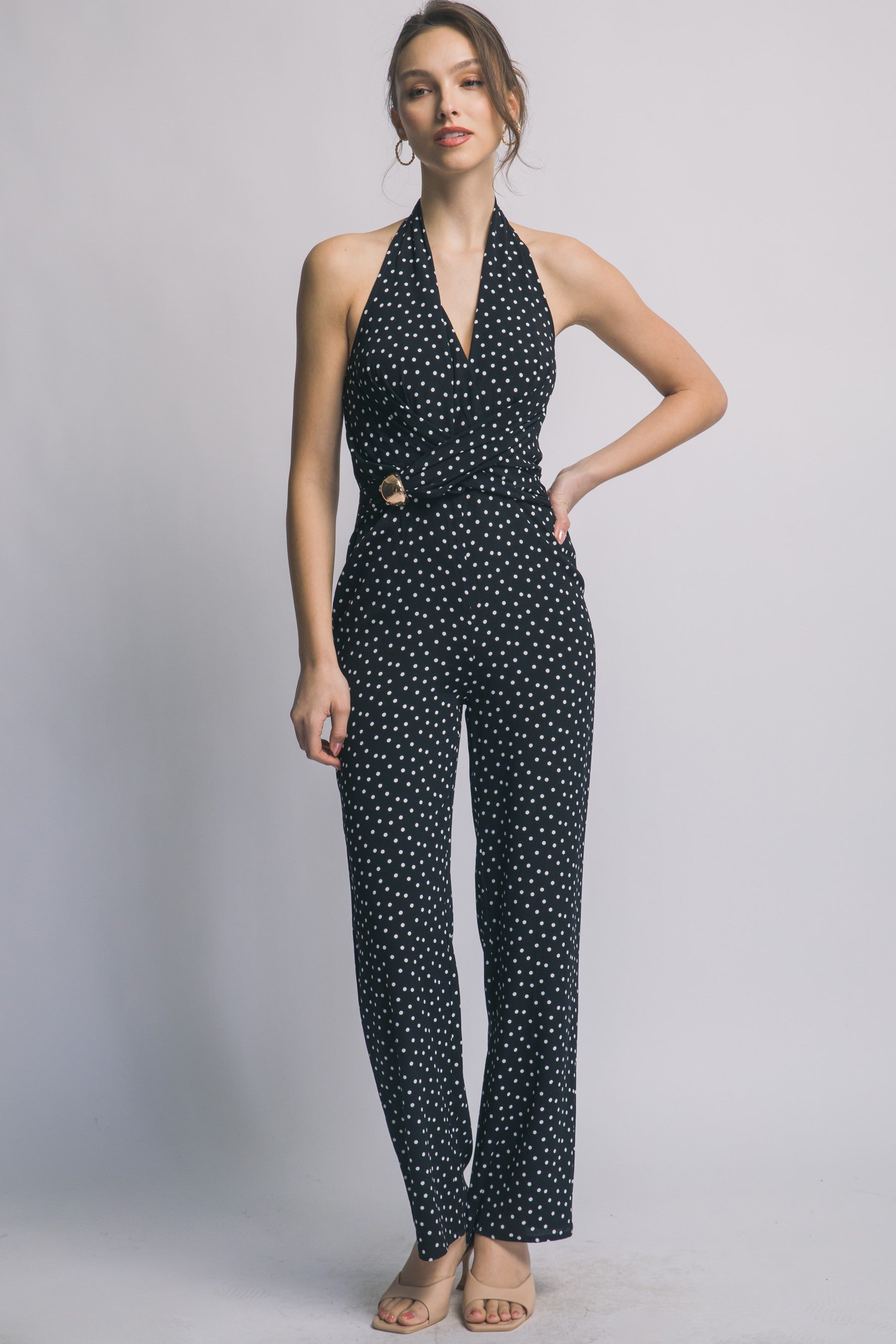 Polka Dot Halter-neck Jumpsuit