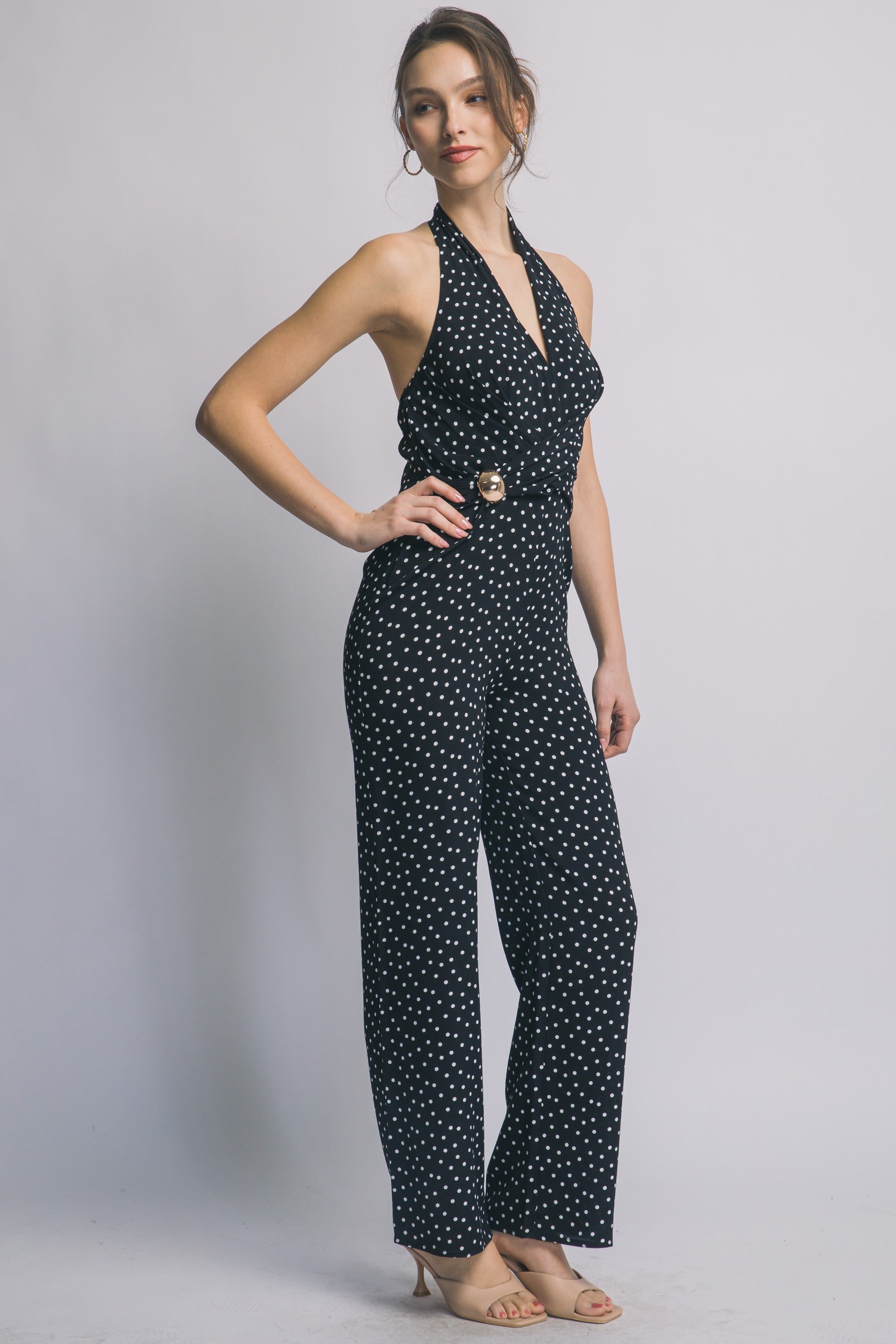 Polka Dot Halter-neck Jumpsuit