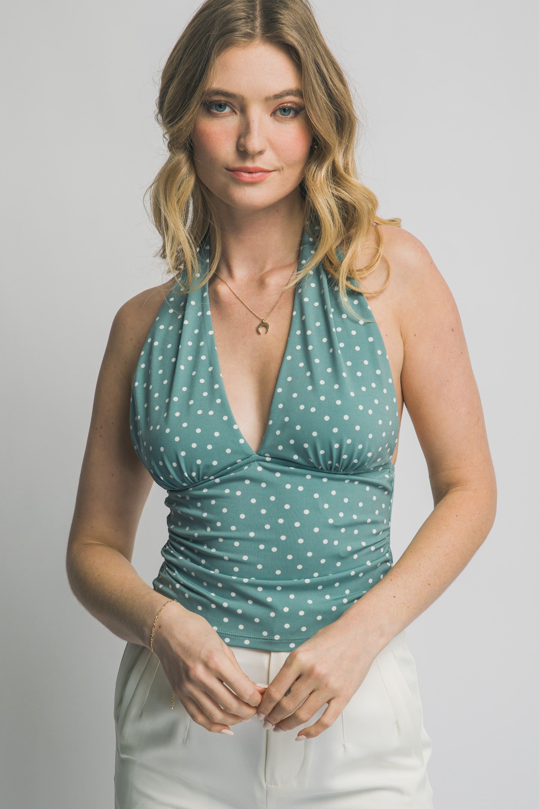 Polka Dot Halter Neck Top