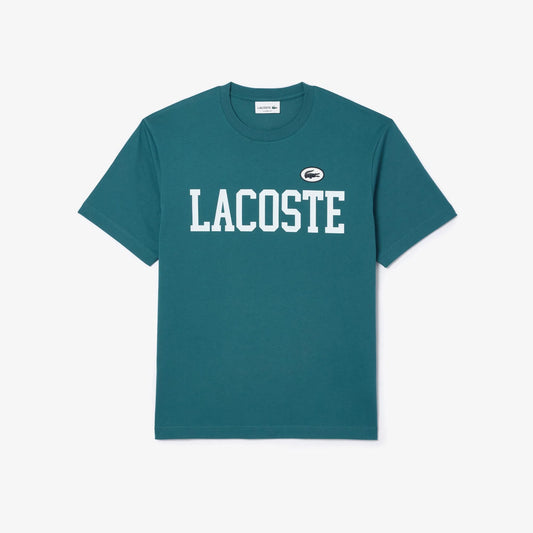 LACOSTE Men's Cotton Contrast Print & Badge T-shirt - Turquoise