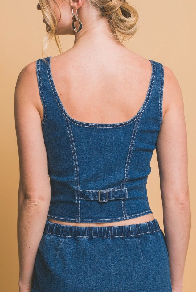 Square Neck Denim Top