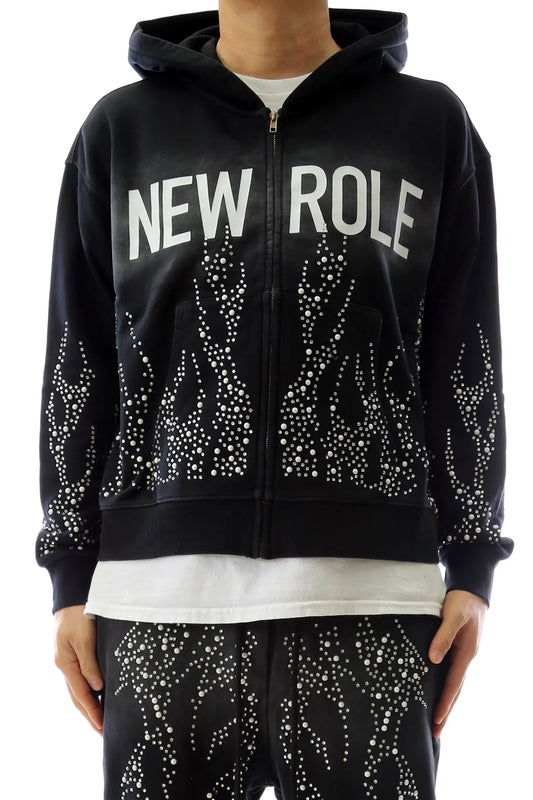 KLEEP French Terry Long Sleeve Crop Top Full Zip Hoodie