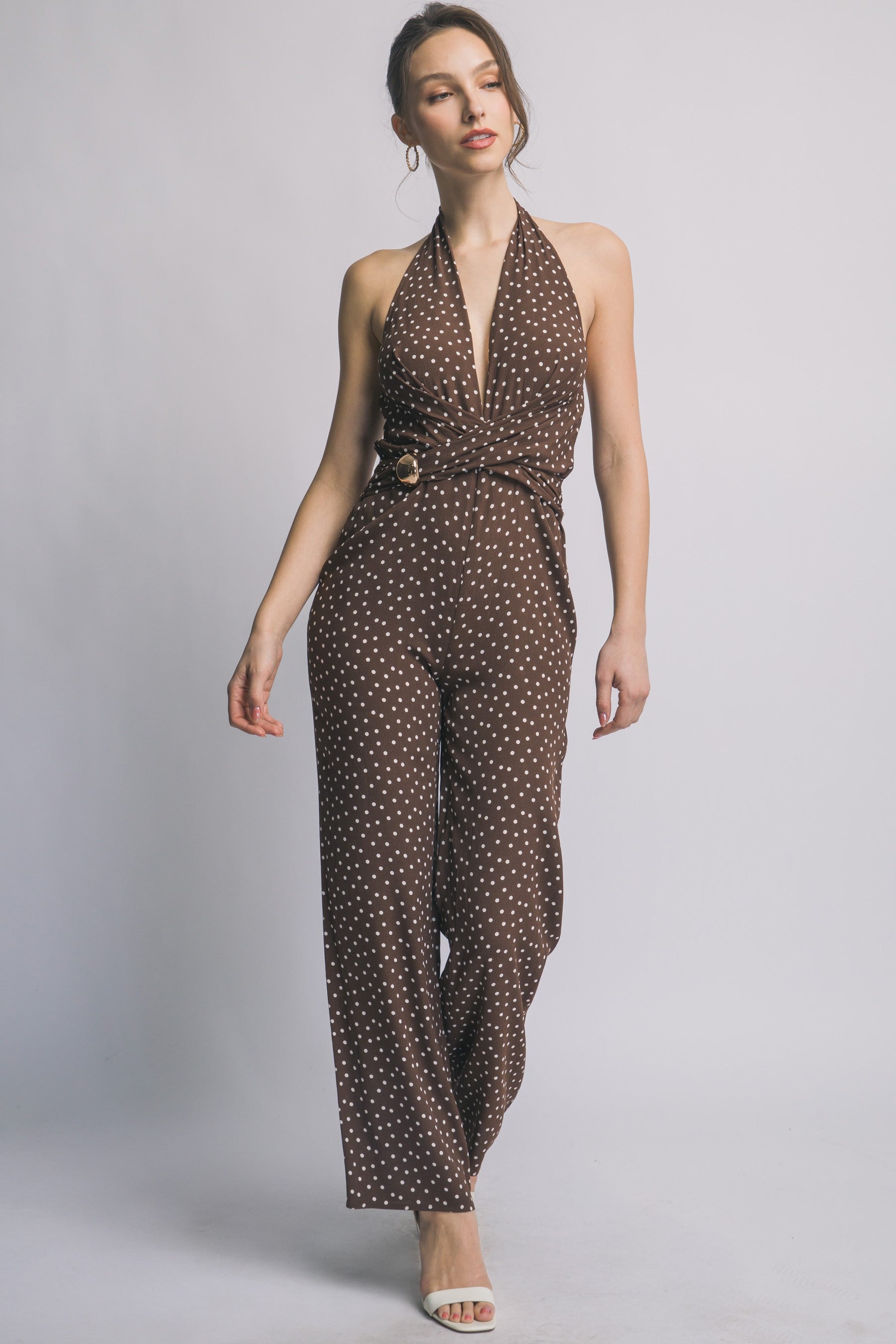 Polka Dot Halter-neck Jumpsuit