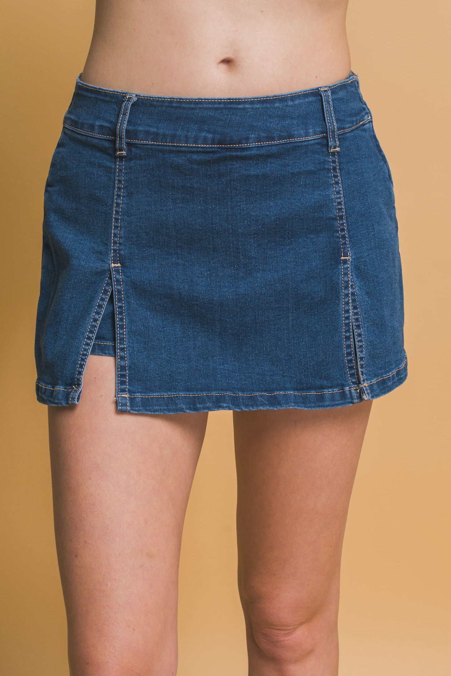 Double Side Slit Denim Skort