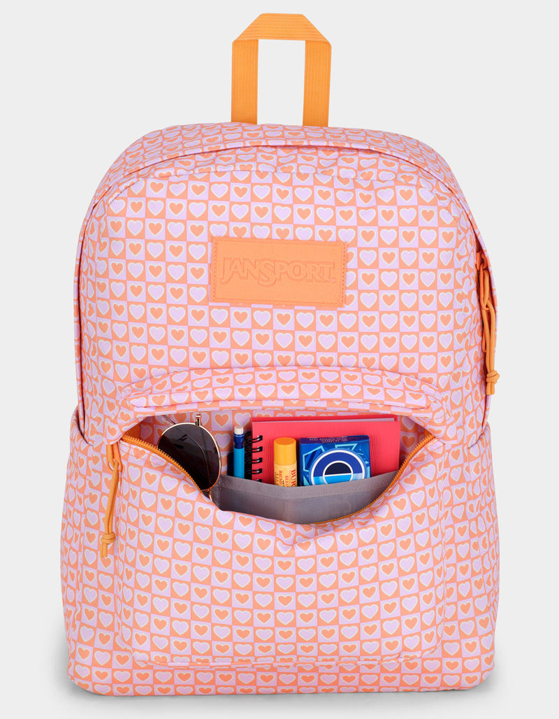 JANSPORTS SUPERBREAK PLUS BACKPACK - PINK HYPED HEARTS