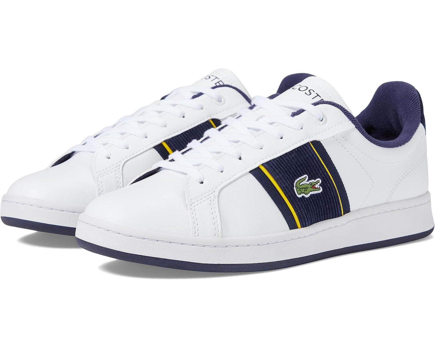 Buy Lacoste Mens Twin Serve Trainers White/Yellow