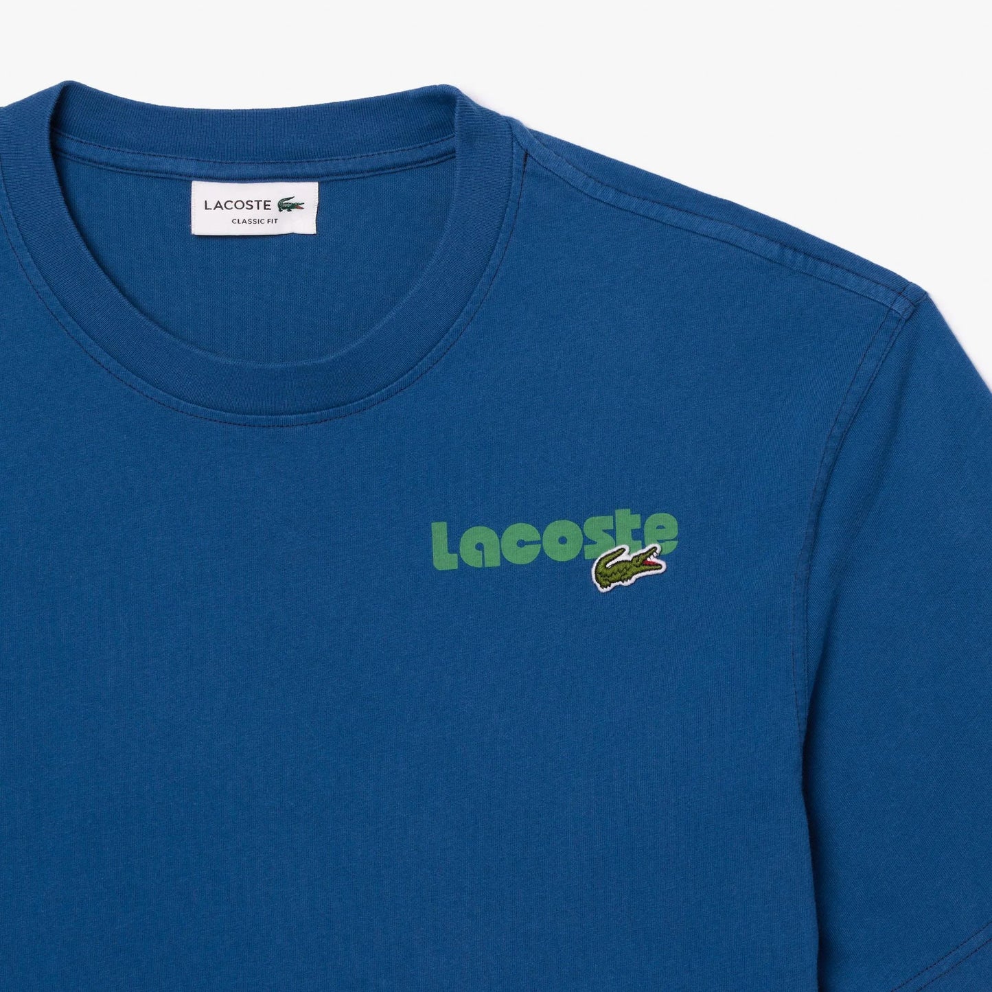 LACOSTE Men's Washed Effect T-shirt- Blue