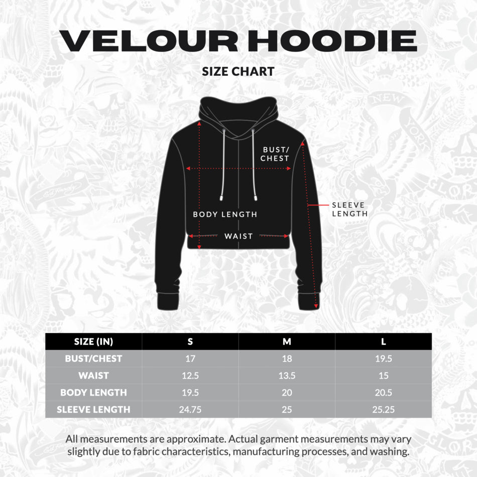 ED HARDY Amor Butterfly Velour Zip Front Hoodie