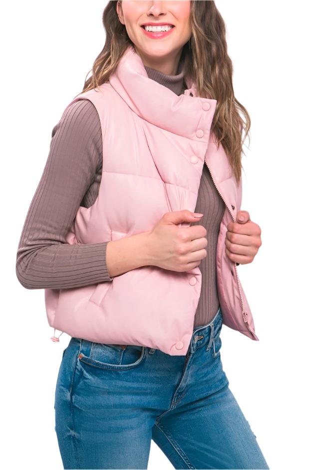 PU Faux Leather Padded Vest