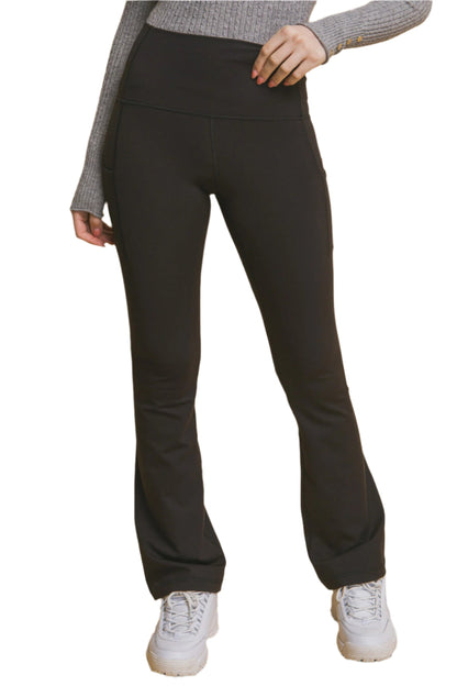 High Waisted Flared Leggins With Side Pockets