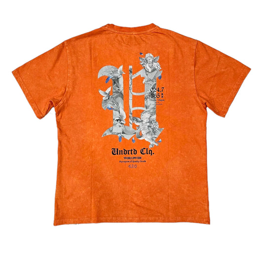 HIGHLY UNDRTD Washed Vintage Graphic T-Shirt - Orange