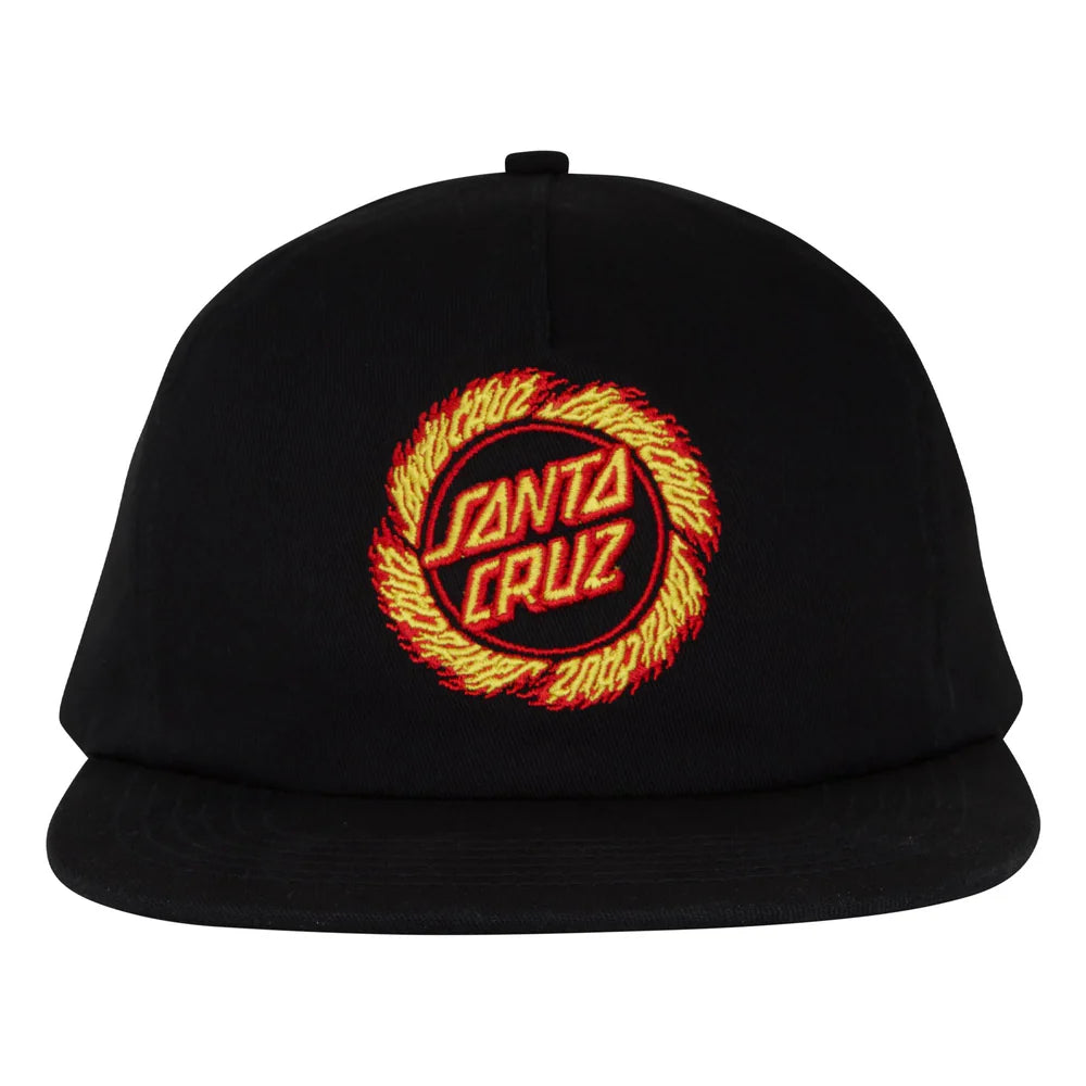 SANTA CRUZ Flamed Ring Dot Snapback Hat - Black