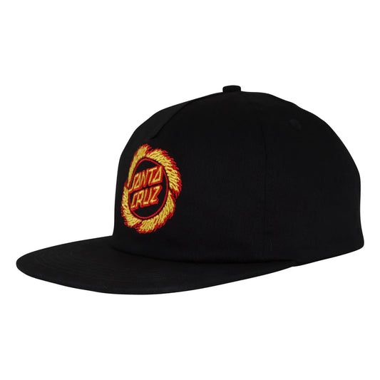 SANTA CRUZ Flamed Ring Dot Snapback Hat - Black