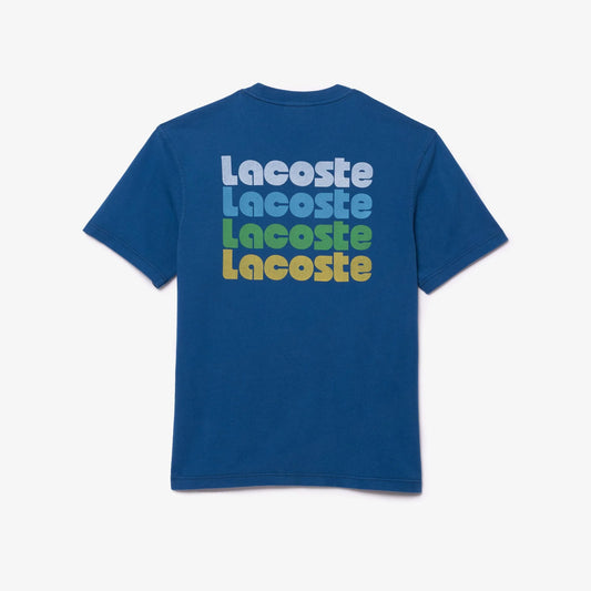 LACOSTE Men's Washed Effect T-shirt- Blue