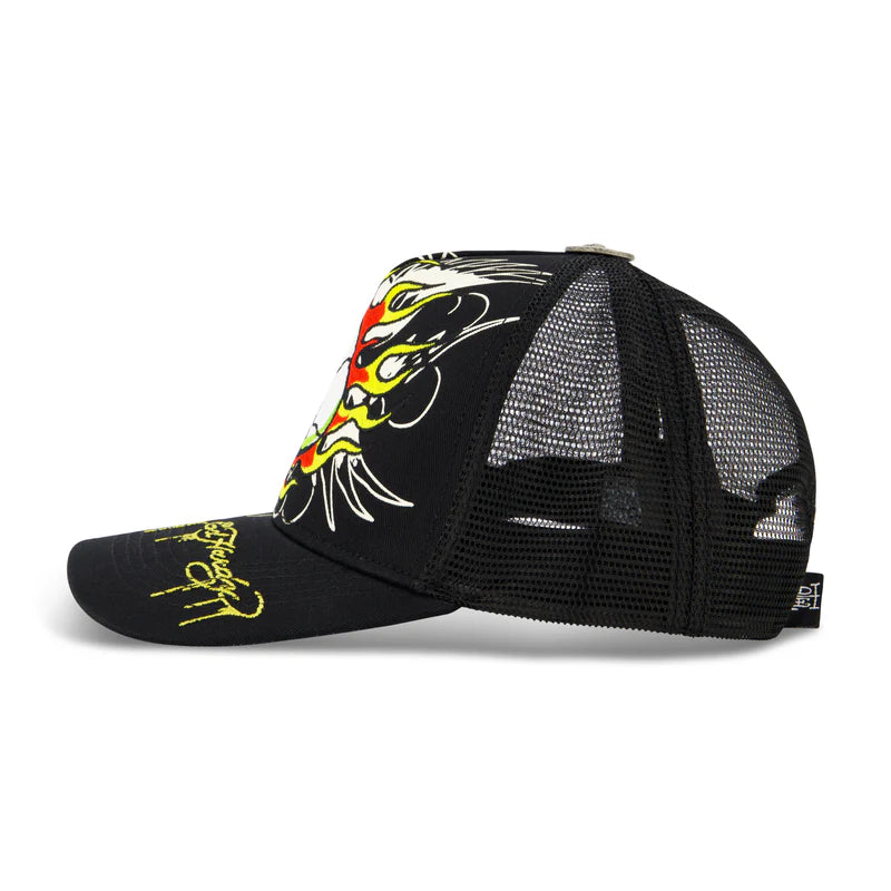ED HARDY Embroidered Fire Skull Hat