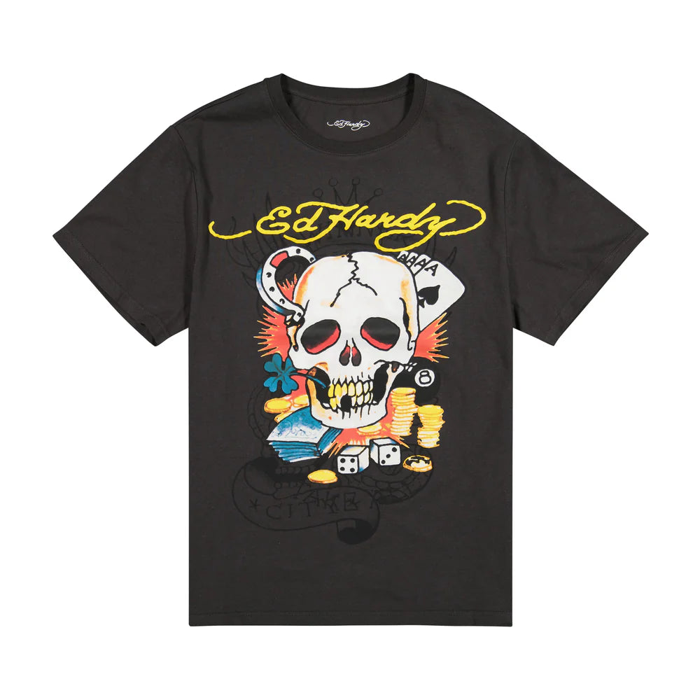 ED HARDY Ace Skull Throwback Graphic Tee