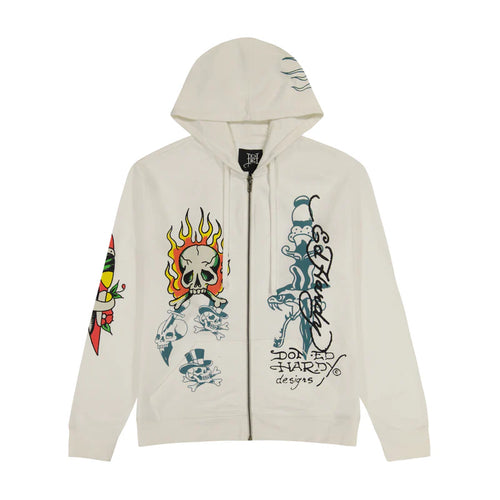 ED HARDY Flame Skull Zip-up Hoodie – K MOMO