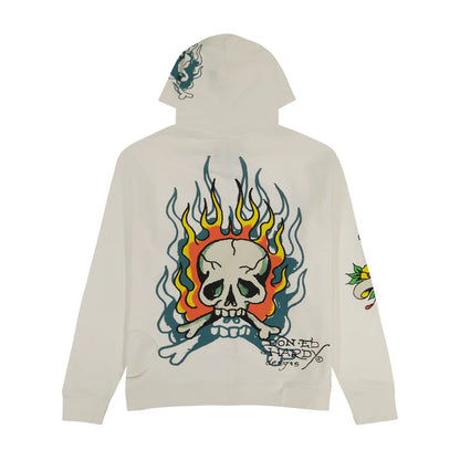 ED HARDY Flame Skull Zip-up Hoodie