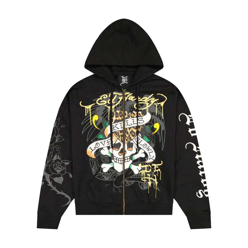 ED HARDY LKS Skull Boxy Zip Hoodie