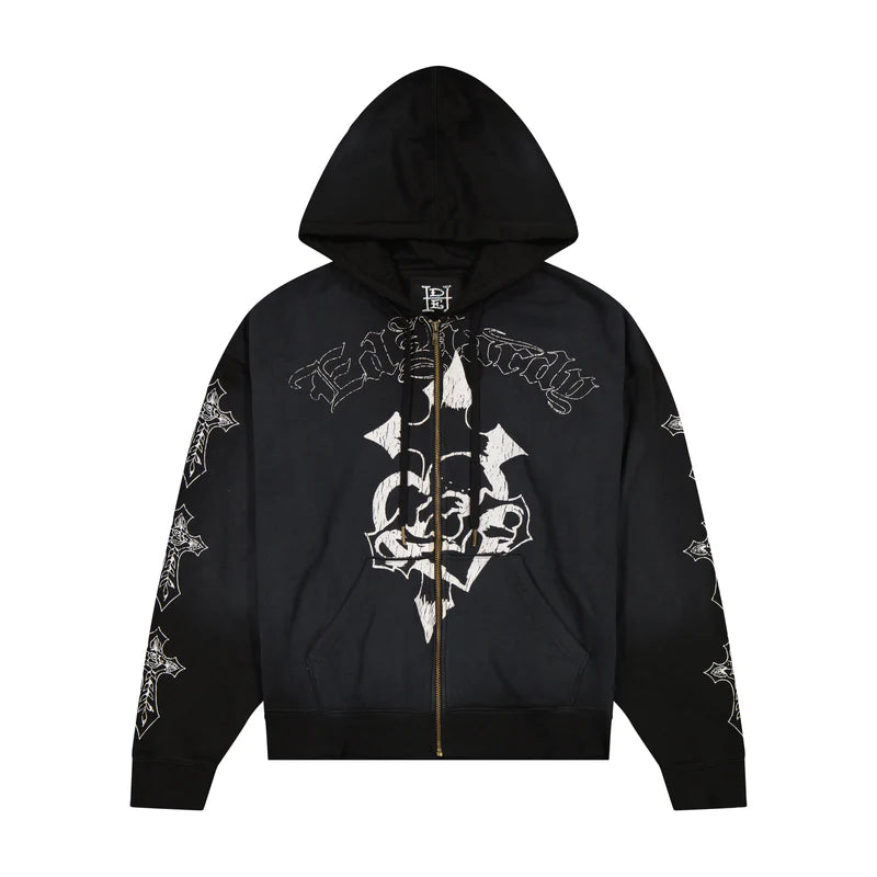 ED HARDY Crosses Boxy Zip Hoodie