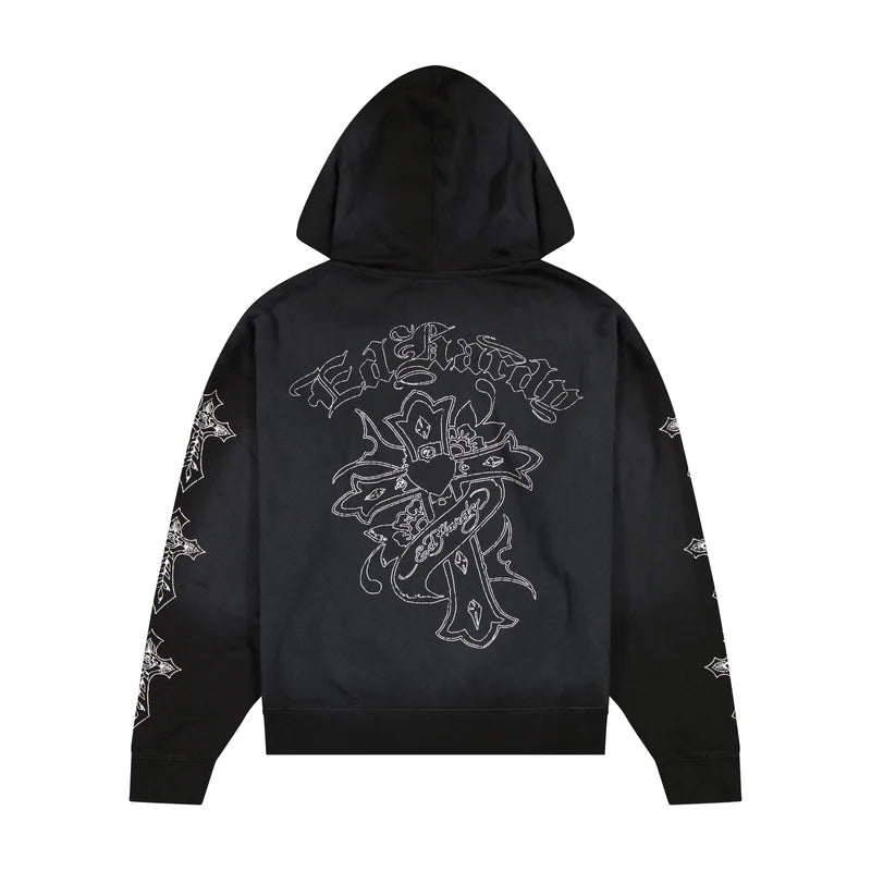 ED HARDY Crosses Boxy Zip Hoodie