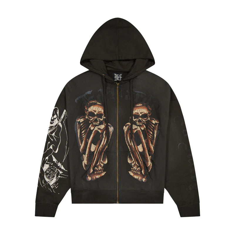 ED HARDY Skeles Boxy Zip Hoodie