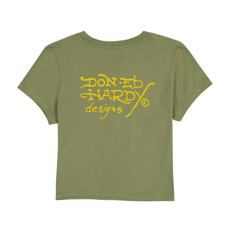 ED HARDY Women's Olive LKS Baby Tee