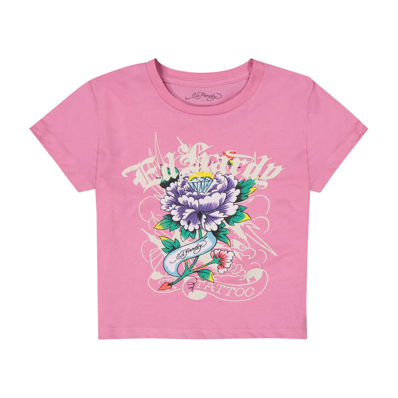 ED HARDY Flower Diamond Baby Tee