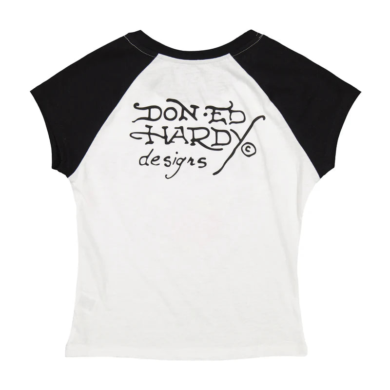 ED HARDY Heart Wings Raglan Cap Sleeve Tee
