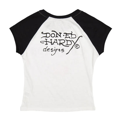 ED HARDY Heart Wings Raglan Cap Sleeve Tee