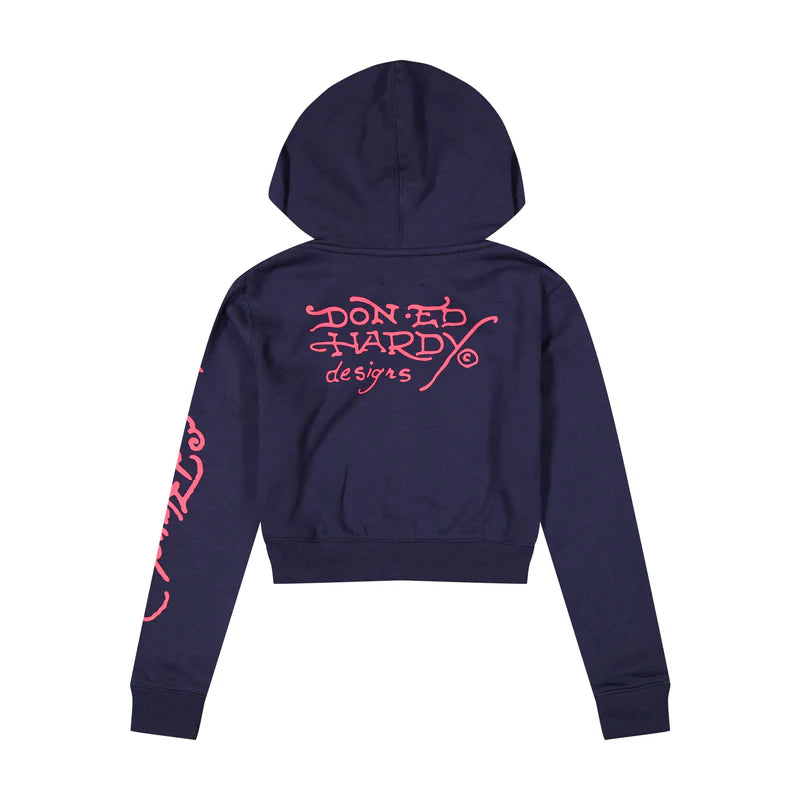 ED HARDY Eagle Rose Cropped Hoodie