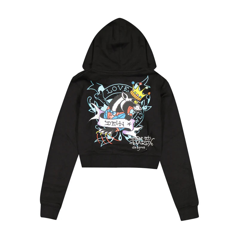 ED HARDY Ice Flower Zip Front Hoodie